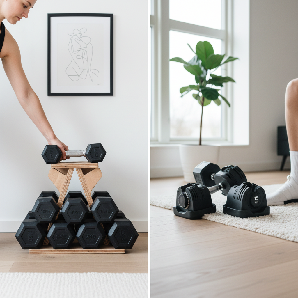 Sammenligning af faste og justerbare håndvægte i et hjemmegym